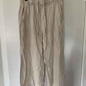 High-Waisted Linen-Blend Wide-Leg Pants
